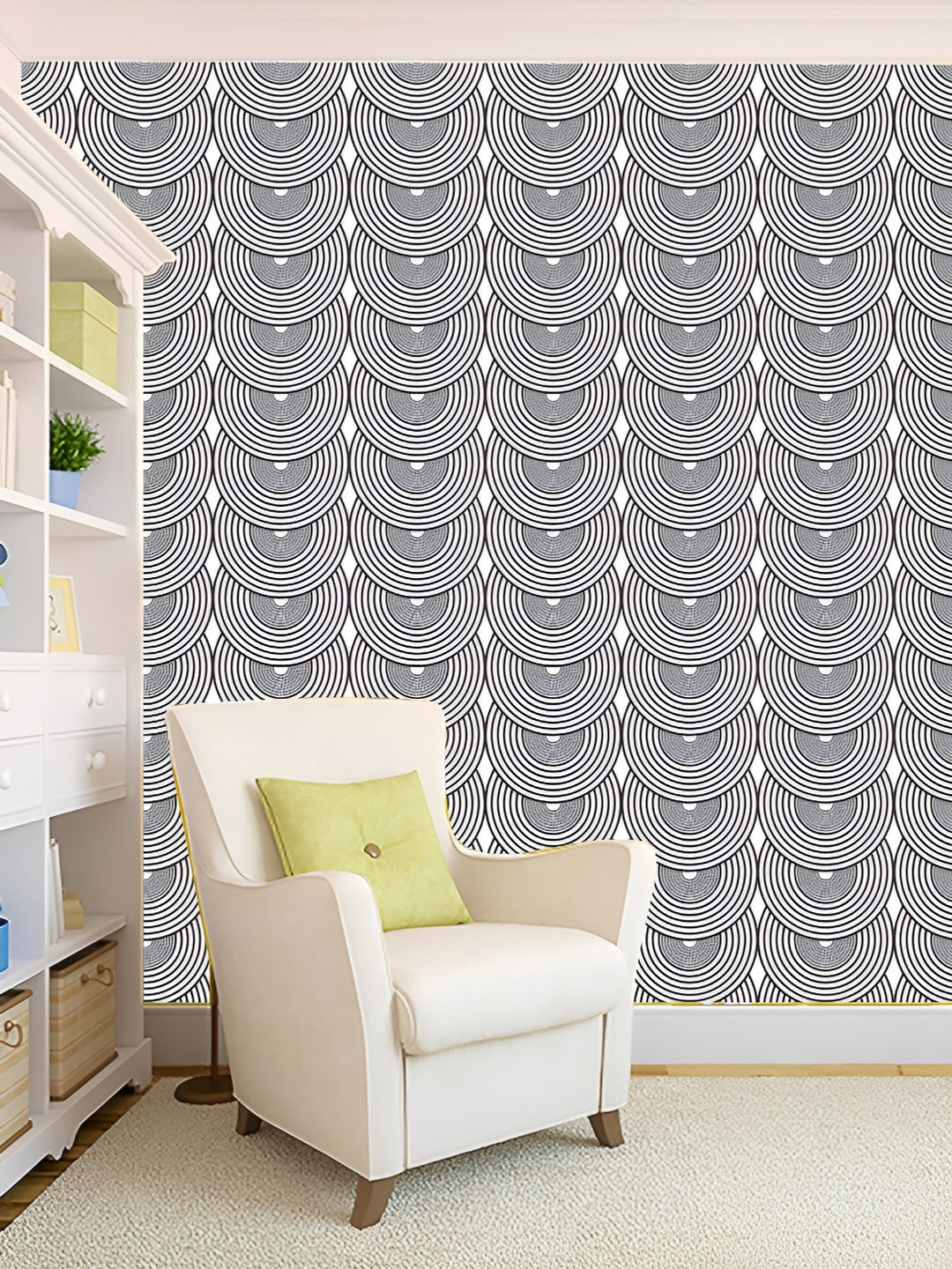 

KSHIRSA Black & White Printed Self-Adhesive 3D Wallpaper