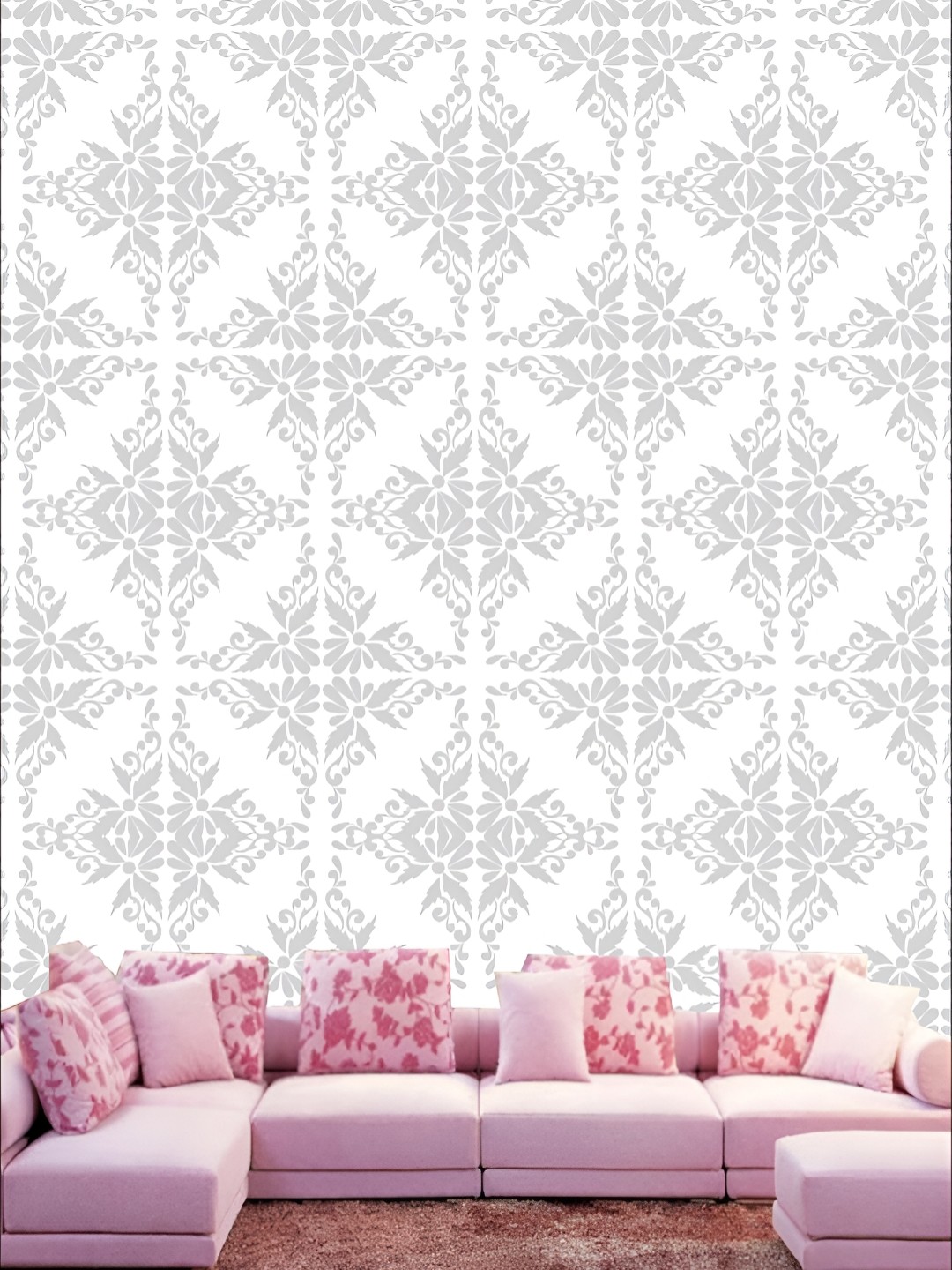 

KSHIRSA White & Grey Printed Self-Adhesive 3D Wallpaper