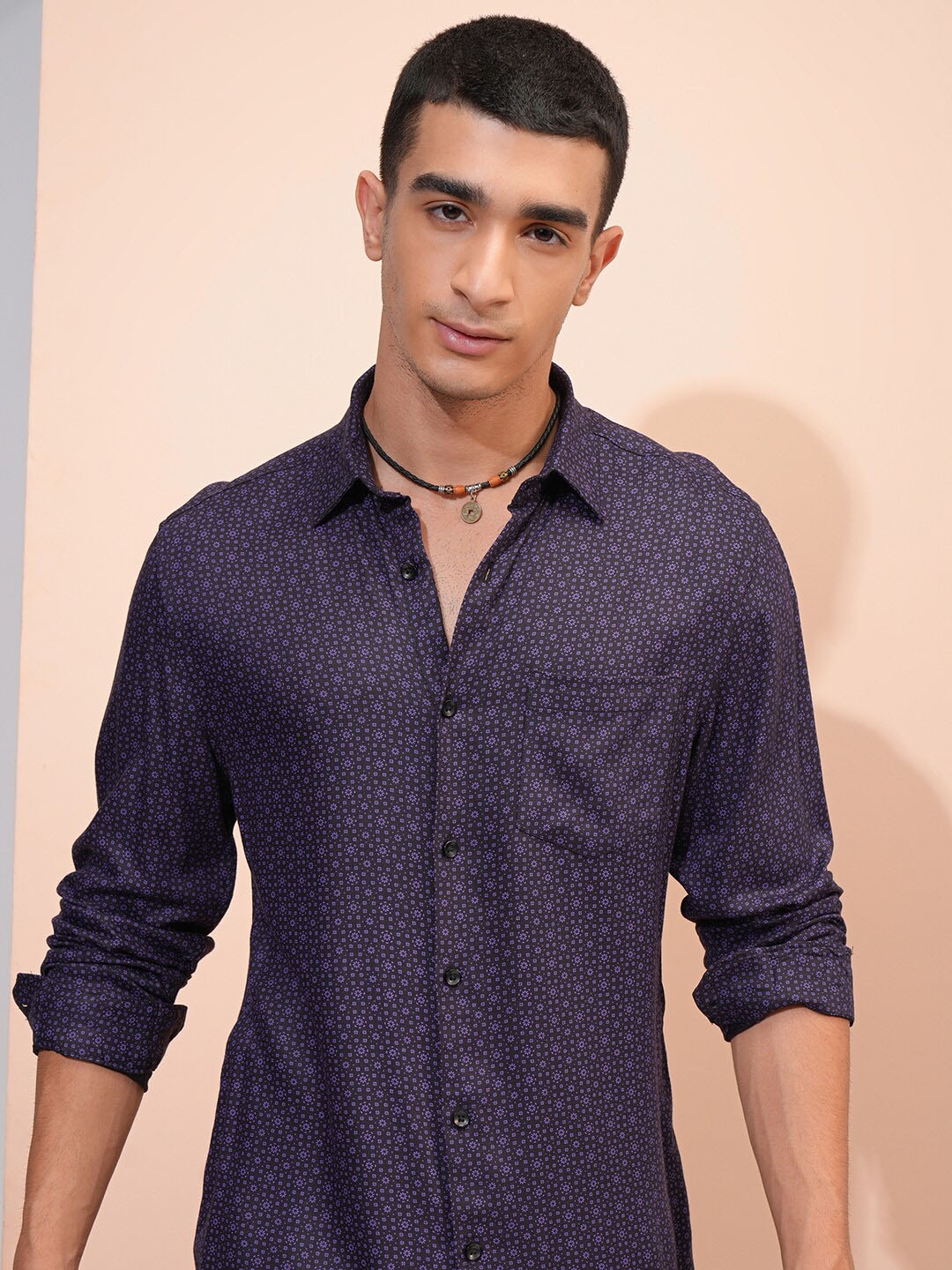 

Highlander Men Printed Regular Fit Shirt, Purple