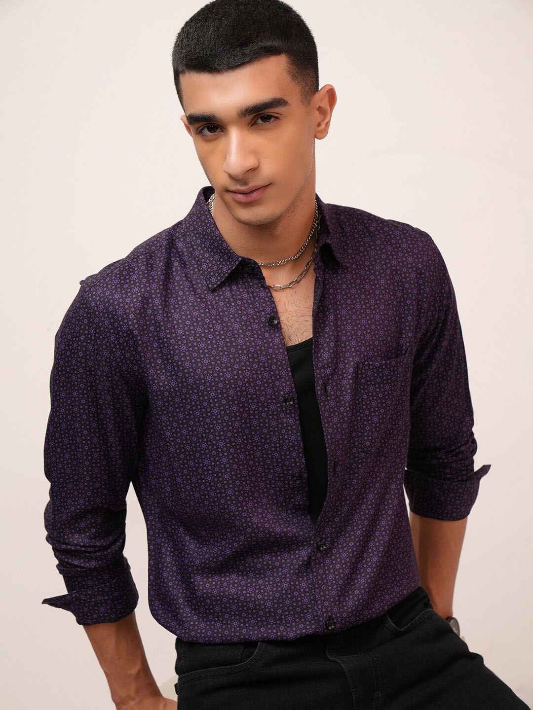 

Highlander Men Printed Regular Fit Shirt, Purple