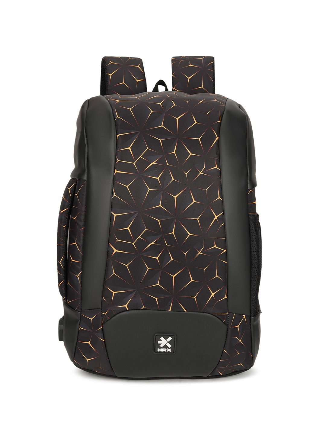 

HRX by Hrithik Roshan Unisex Geometric Backpack With USB Charging Port, Black