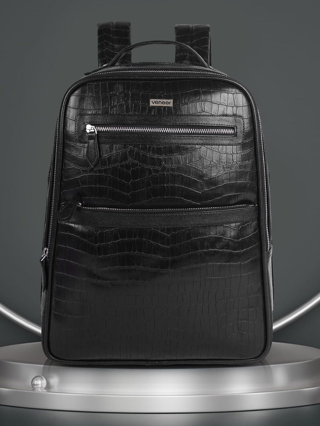 

Veneer Unisex Crocodile Pattern Laptop Backpack, Black