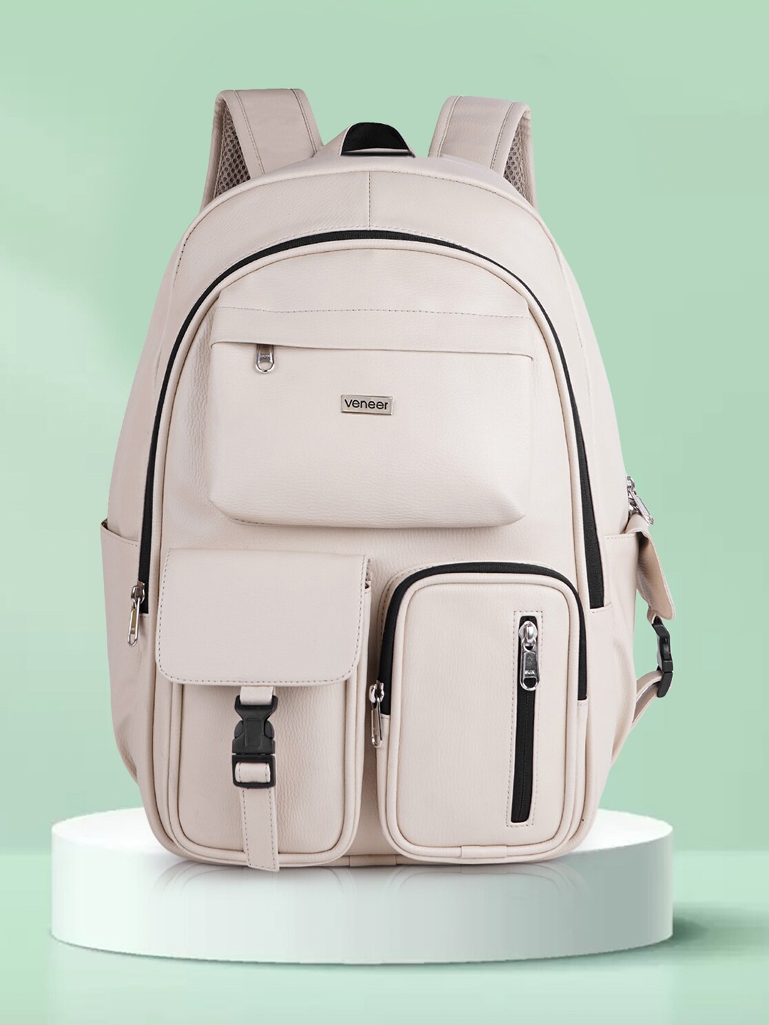 

Veneer Unisex Vegan Leather Laptop Backpack, Cream