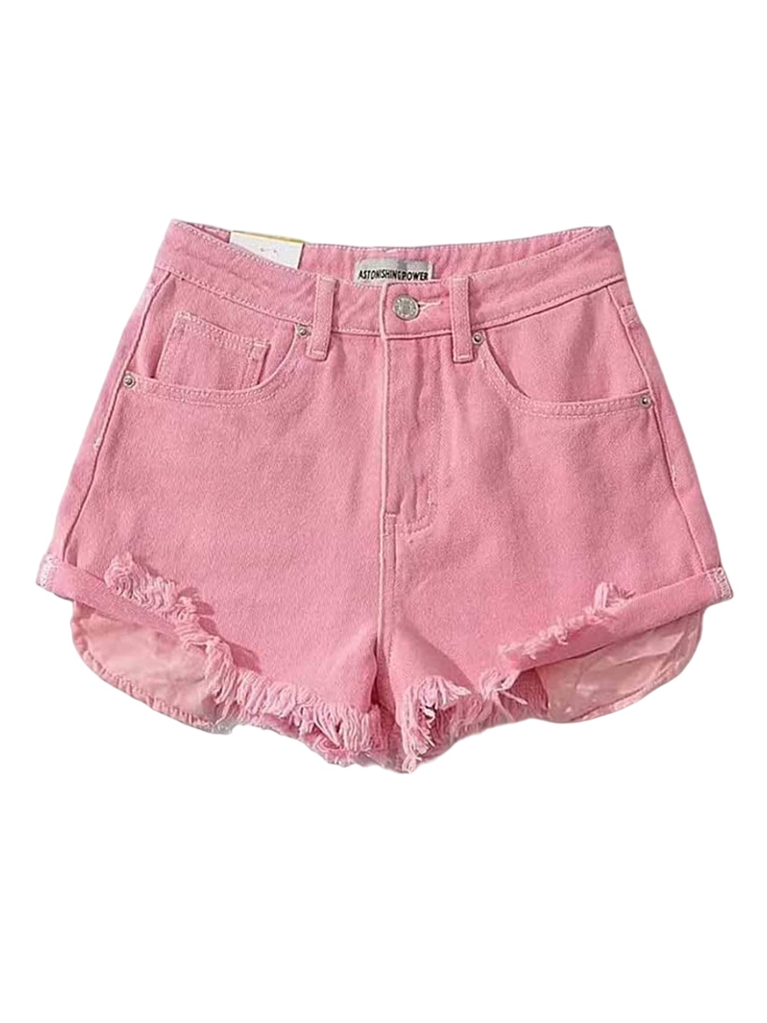 

LULU & SKY Women Mid-Rise Regular Fit Cotton Denim Shorts, Pink