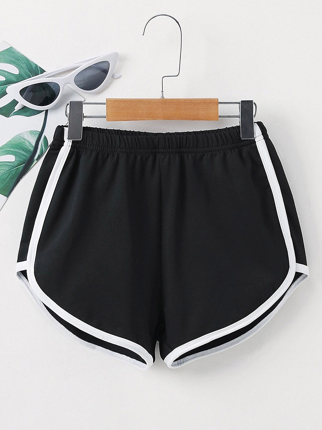 

LULU & SKY Women Loose Fit High-Rise Cotton Hot Pants, Black