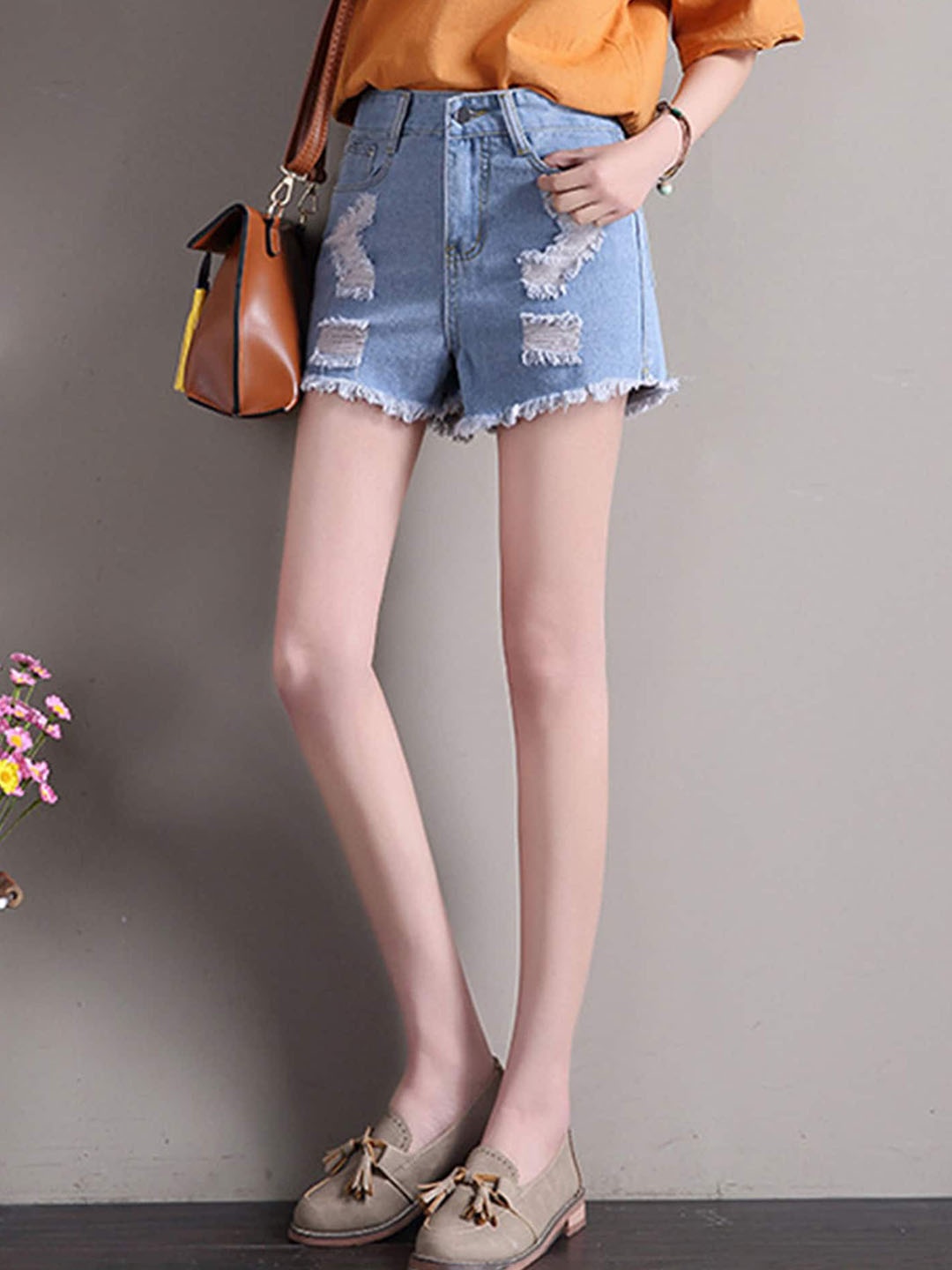 

LULU & SKY Women Printed High-Rise Denim Shorts, Blue
