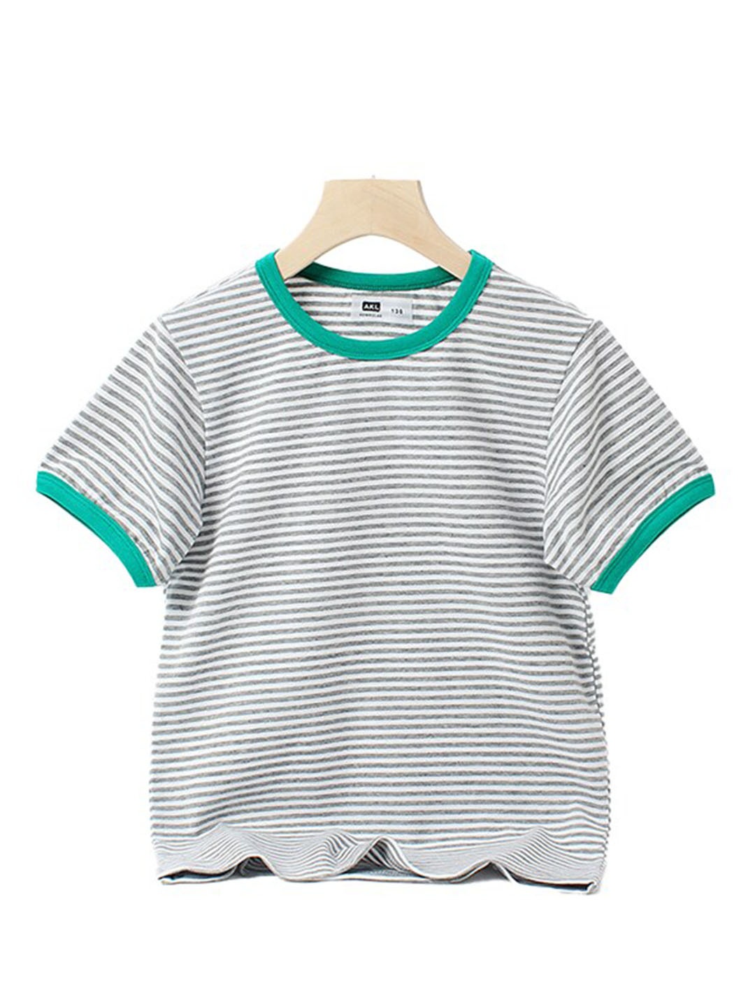 

StyleCast x Revolte Boys Round Neck Short Sleeves Striped Regular Fit Cotton T-shirt, Grey