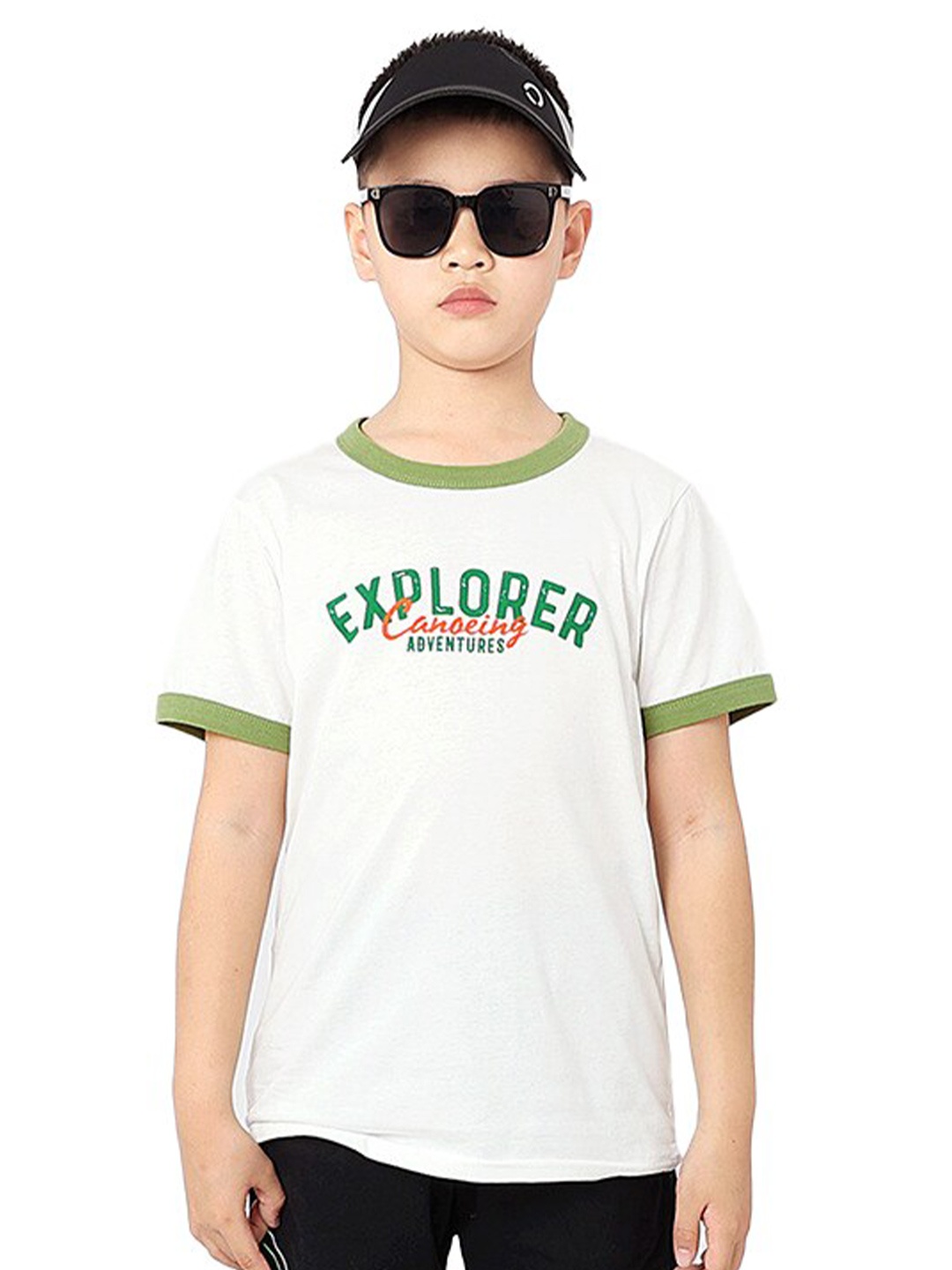 

StyleCast x Revolte Boys Round Neck Short Sleeves Typographic Printed Cotton T-shirt, White