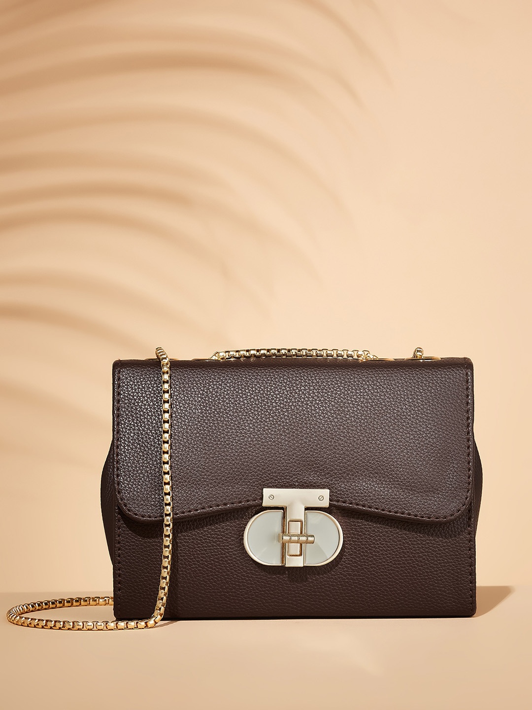 

DressBerry Brown Textured PU Sling Bag