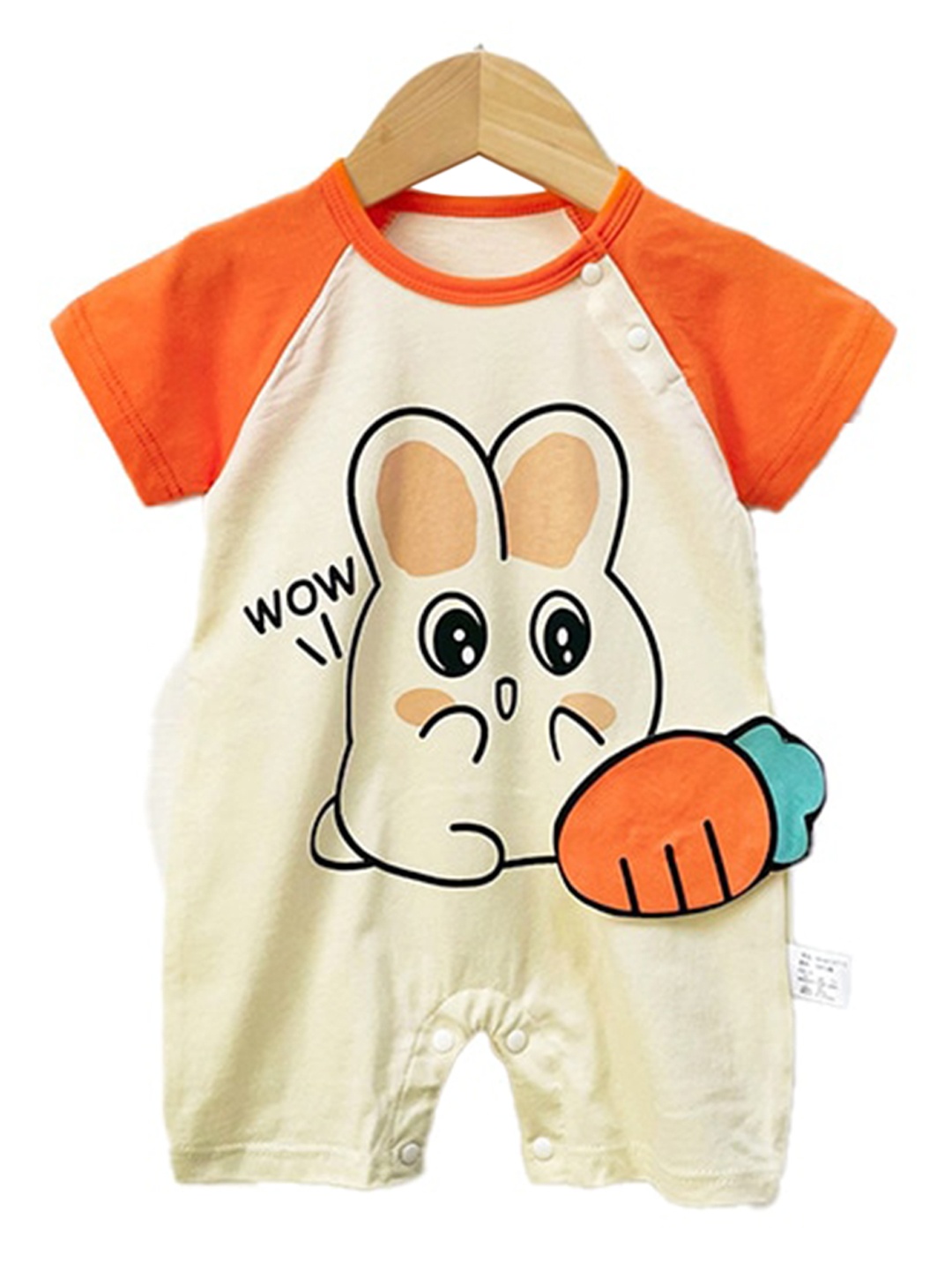 

StyleCast x Revolte Girls Graphic Printed Round Neck Cotton Rompers, Orange