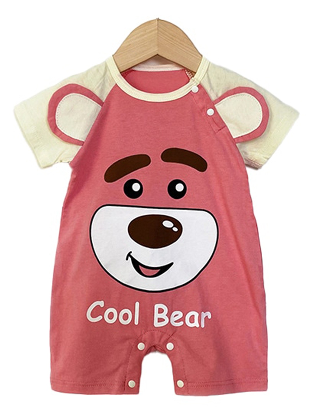 

StyleCast x Revolte Girls Graphic Printed Round Neck Cotton Rompers, Pink