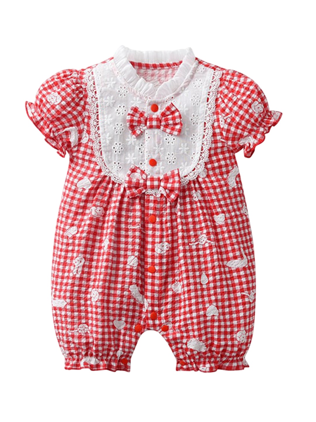 

StyleCast x Revolte Infant Girls Checked Cotton Romper, Red