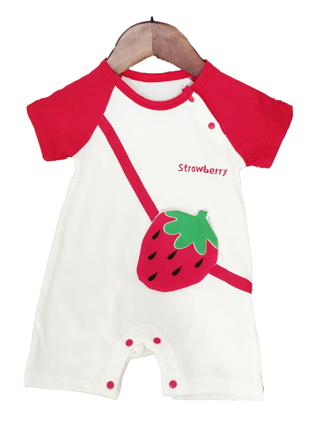 

StyleCast x Revolte Girls Graphic Printed Round Neck Cotton Rompers, Red