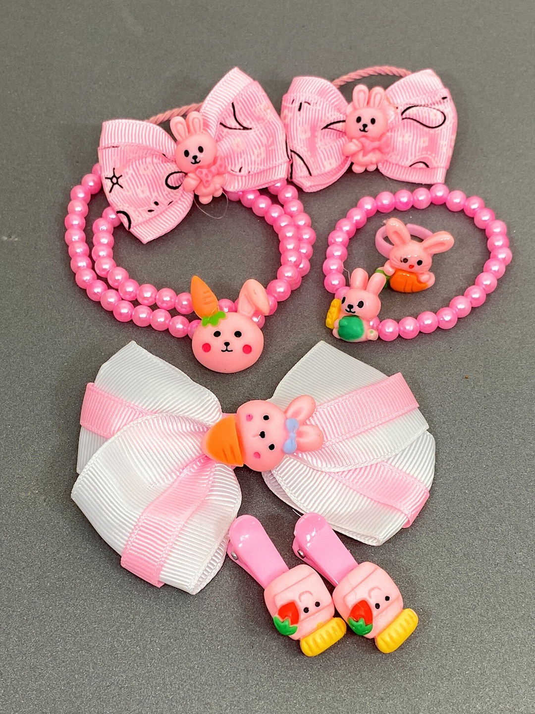 

BAESD Set Of 7 Girls Beaded Hair Accessory, Pink