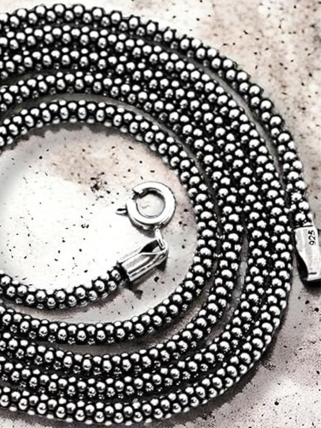 

SJ SHUBHAM JEWELLERS Men Rhodium-Plated 925 Sterling Silver Necklace