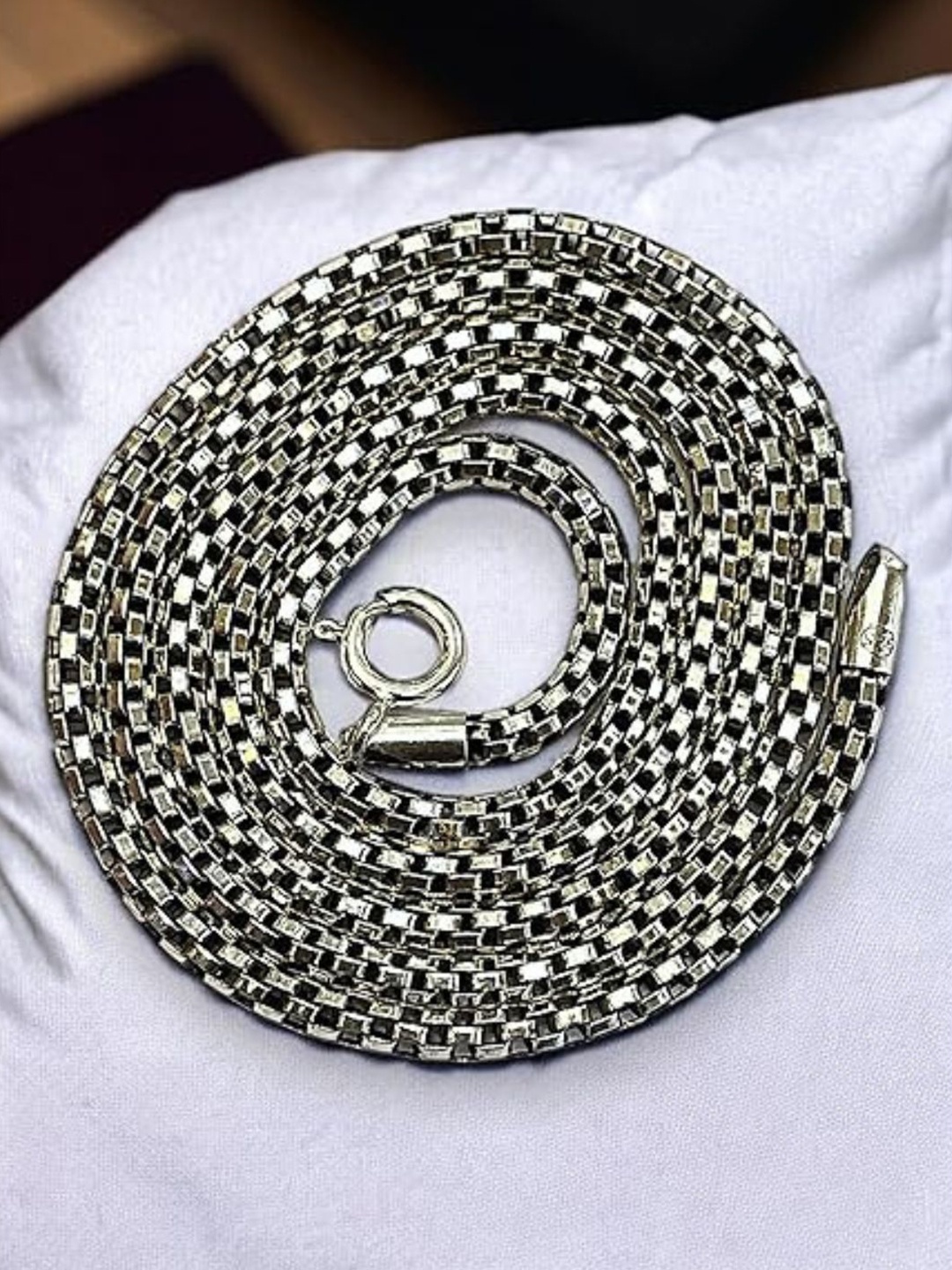

SJ SHUBHAM JEWELLERS Men Rhodium-Plated 925 Sterling Silver Necklace