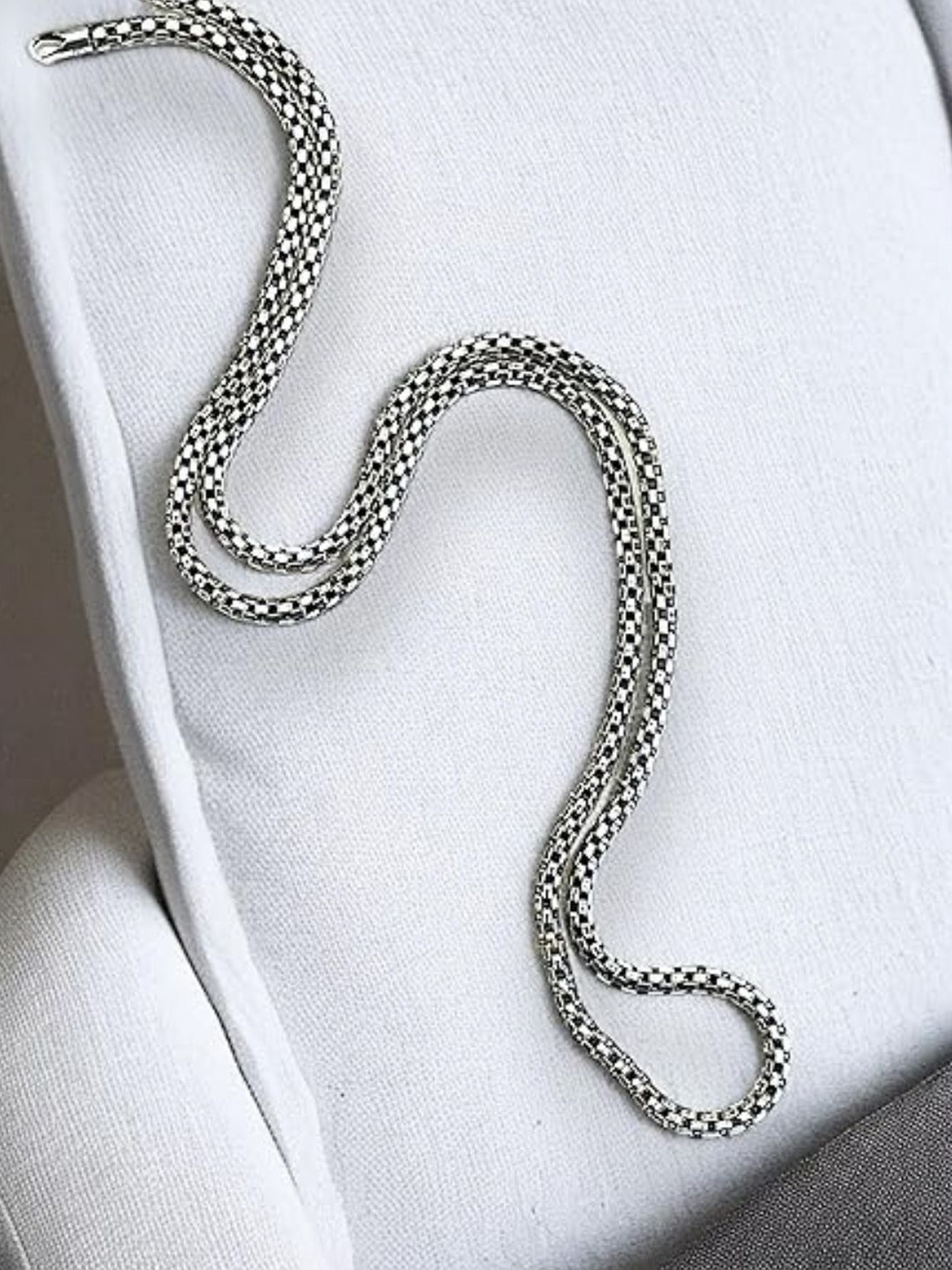 

SJ SHUBHAM JEWELLERS Men Rhodium-Plated 925 Sterling Silver Necklace