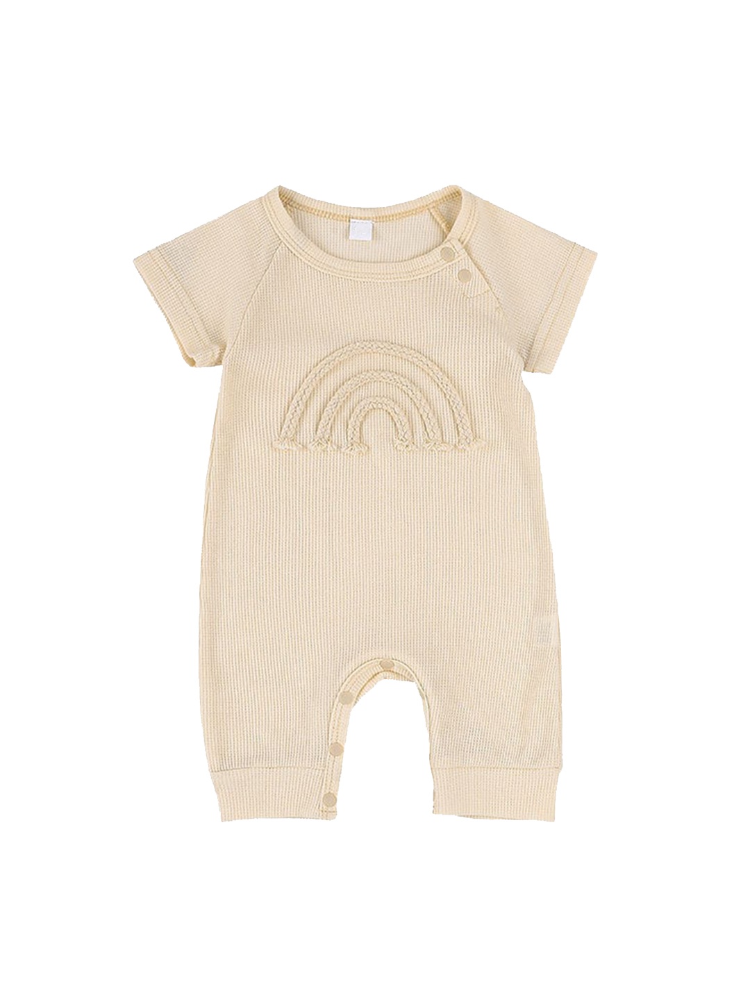 

StyleCast x Revolte Unisex Striped Printed Round Neck Cotton Rompers, Beige