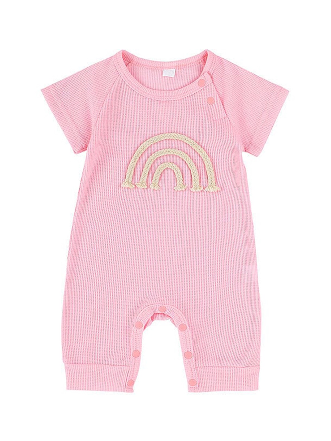 

StyleCast x Revolte Girls Self Design Round Neck Cotton Rompers, Pink