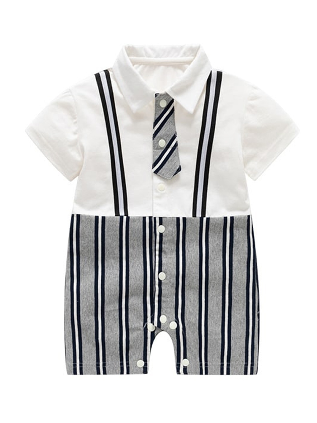 

StyleCast x Revolte Infant Boys Striped Cotton Romper, Grey