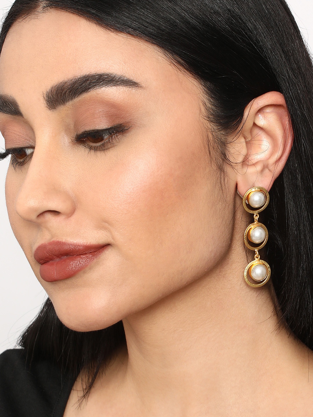 

Niska Gold Plated Contemporary Drop Earrings