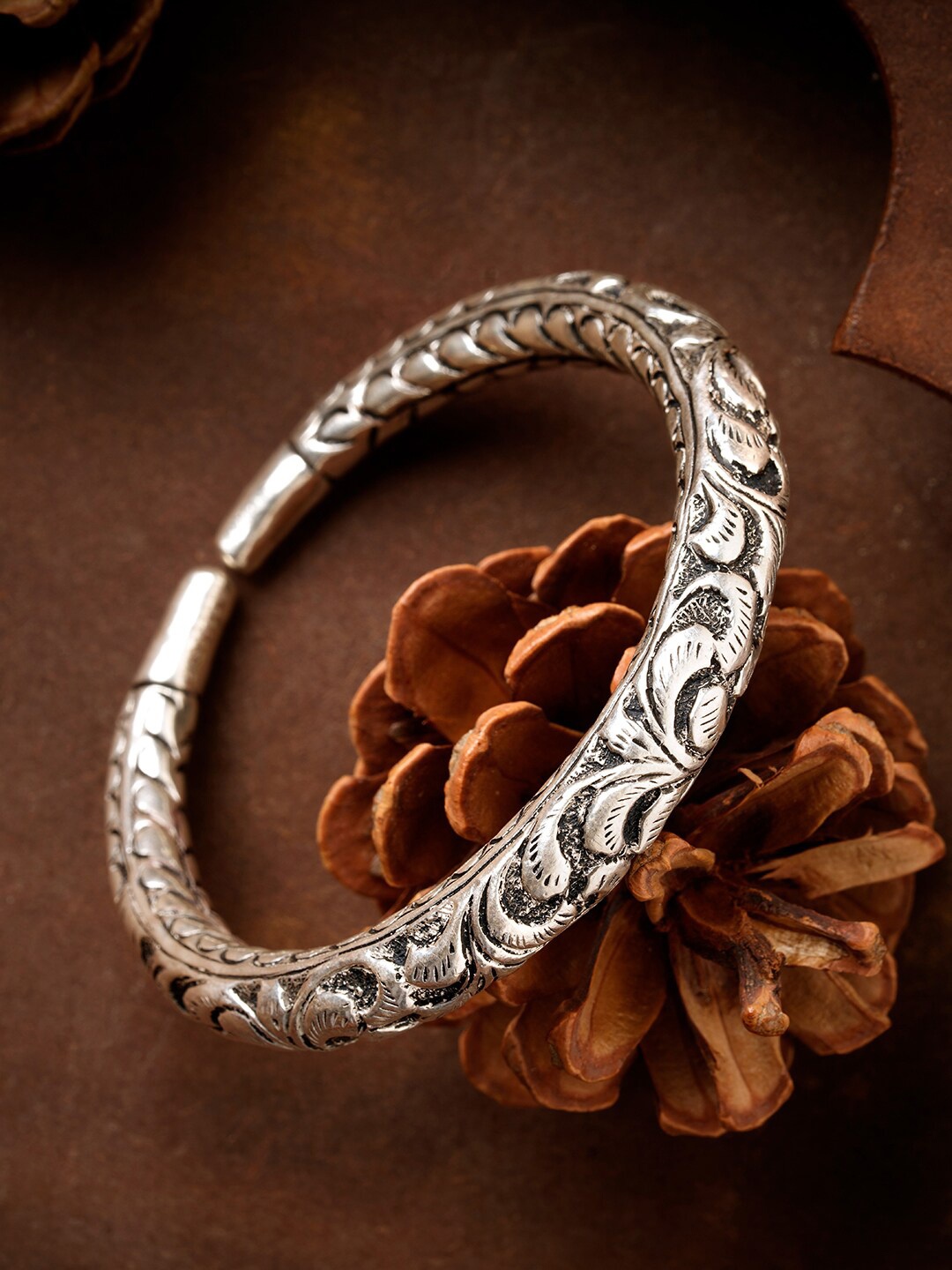 

SJ SHUBHAM JEWELLERS 925 Pure Silver Rhodium-Plated Kada Bracelet