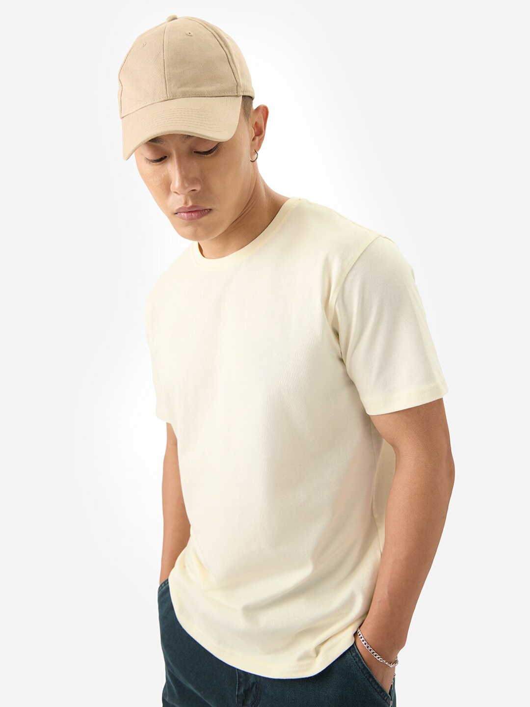 

The Souled Store Round Neck short Sleeves Cotton T-shirt, Off white