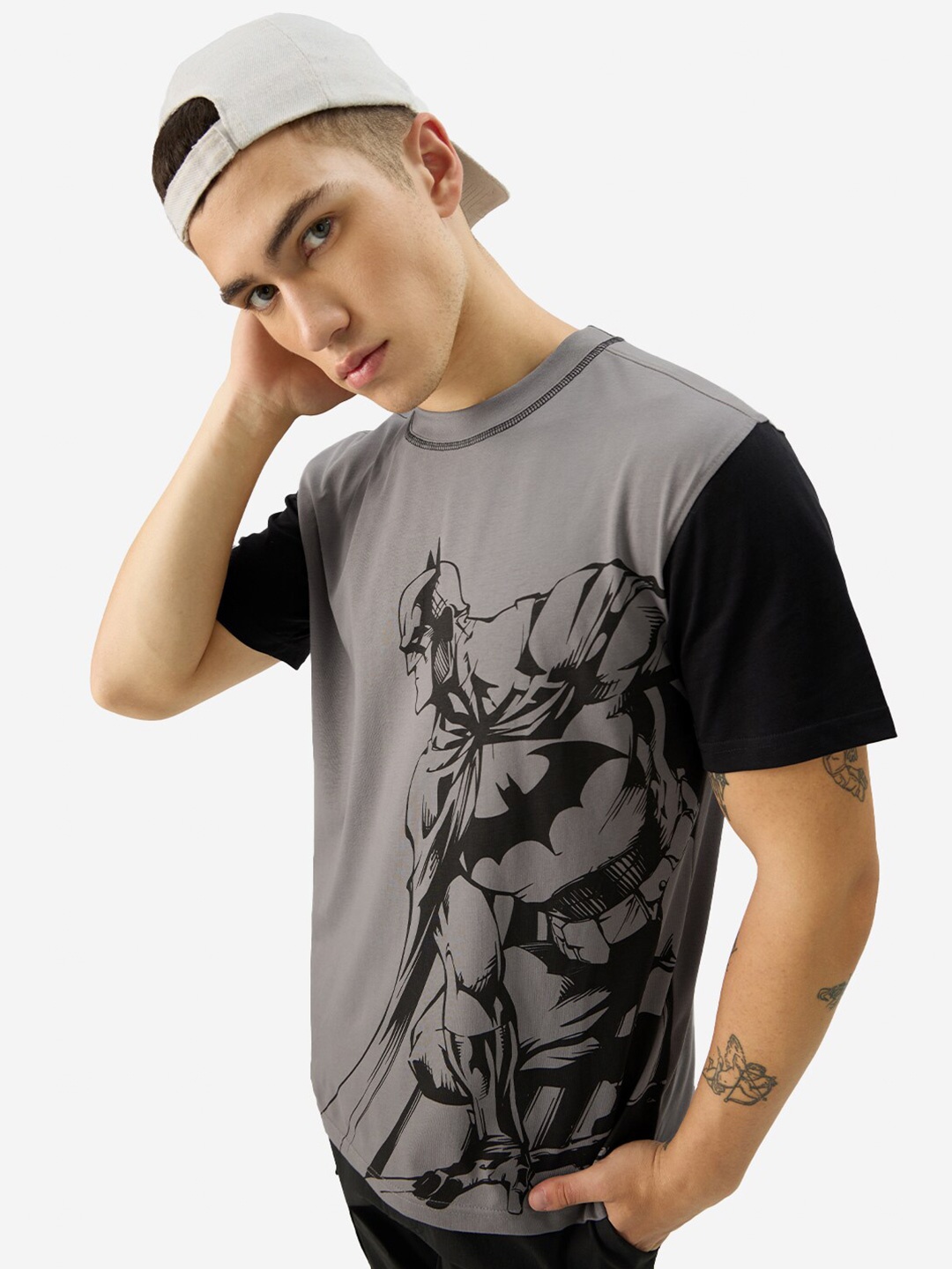 

The Souled Store Batman Printed Cotton T-shirt, Grey