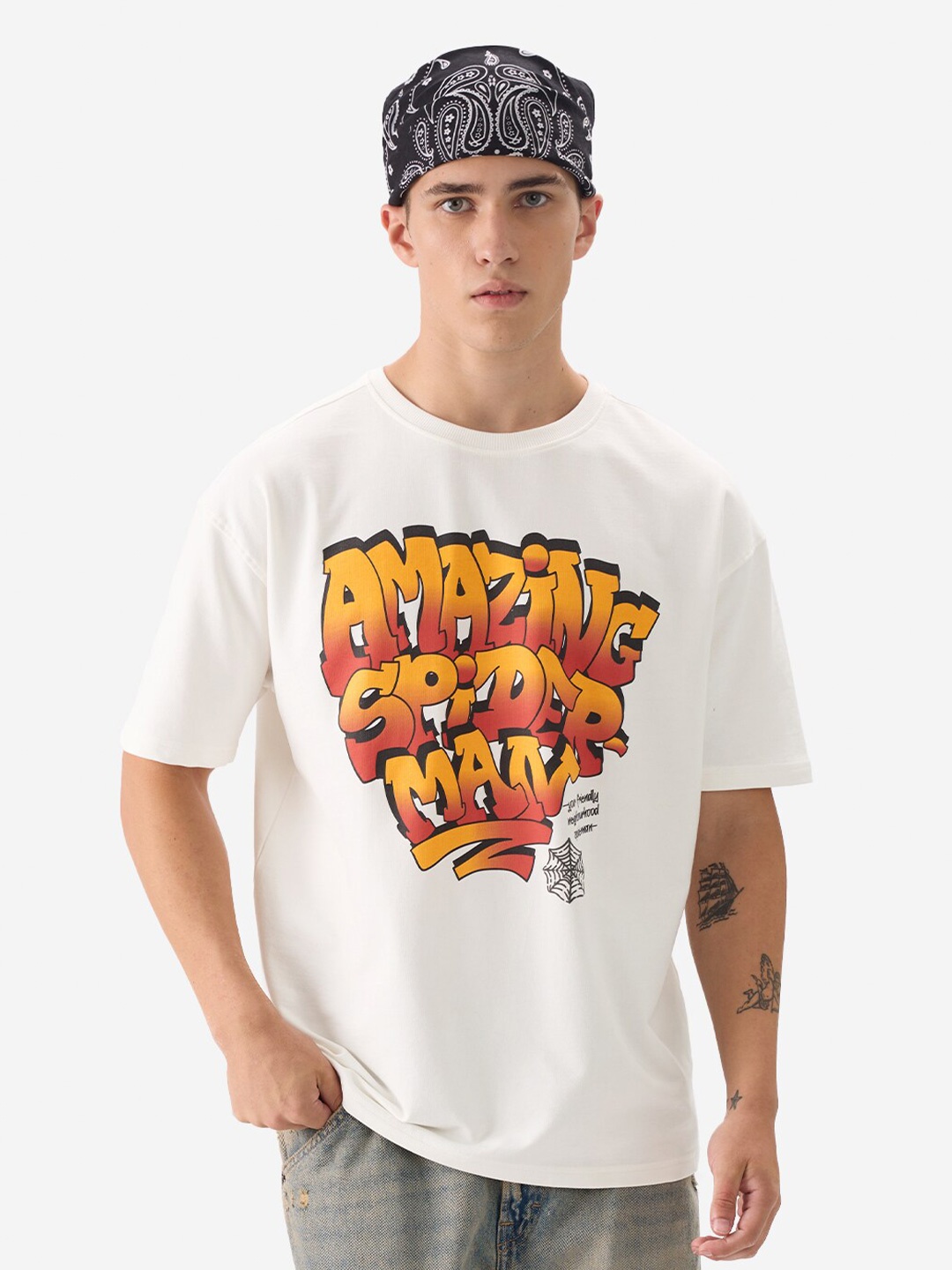 

The Souled Store Typography Printed Oversized Cotton T-shirt, White