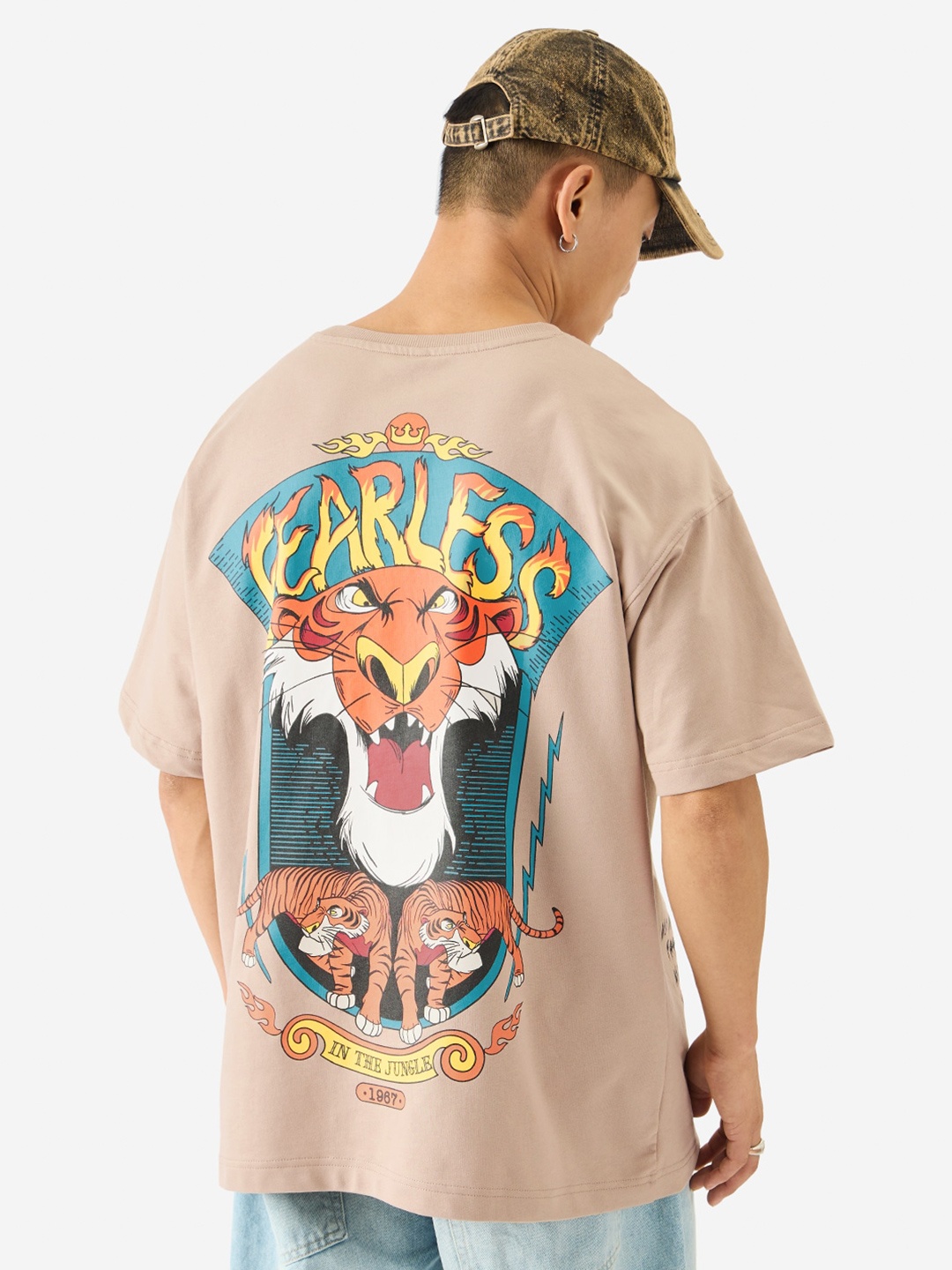 

The Souled Store Graphic Printed Oversized Cotton T-shirt, Tan