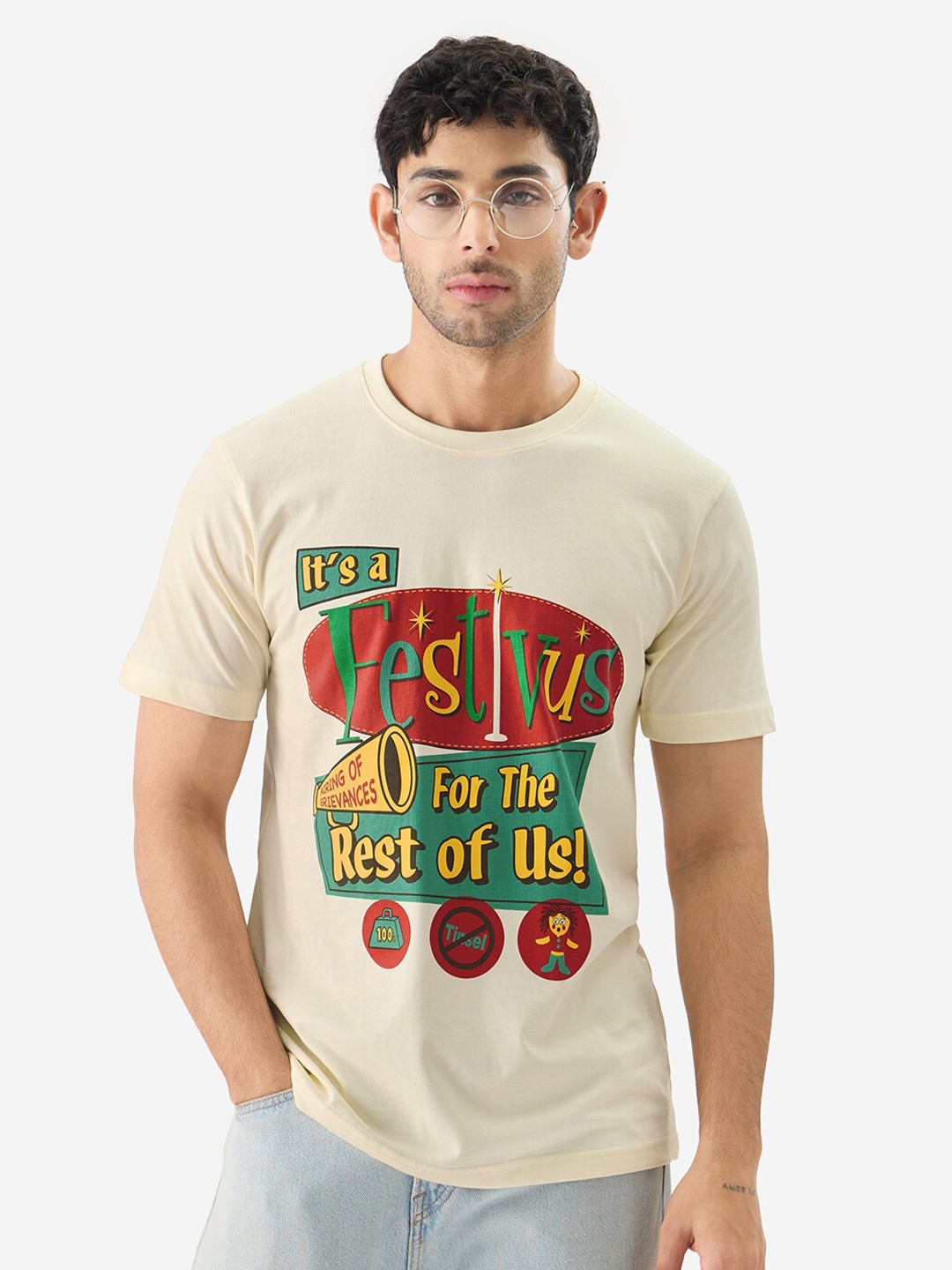 

The Souled Store Typography Printed Cotton T-shirt, Off white