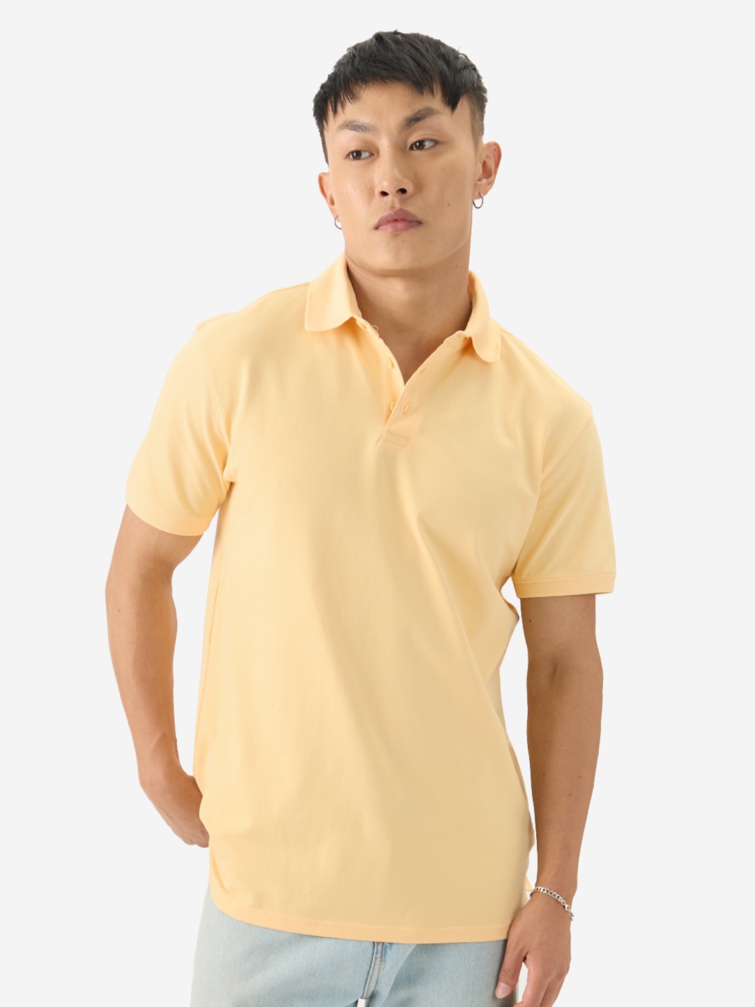

The Souled Store Polo Collar Cotton T-shirt, Yellow