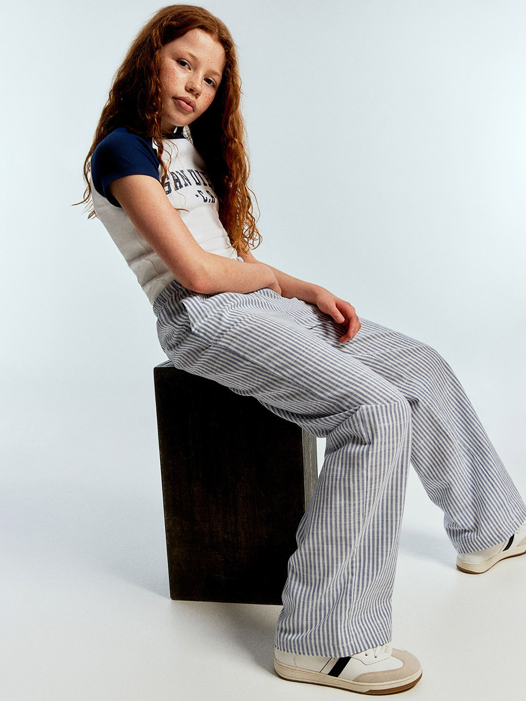 

H&M Girls Pure Cotton Pull-On Trousers, Blue