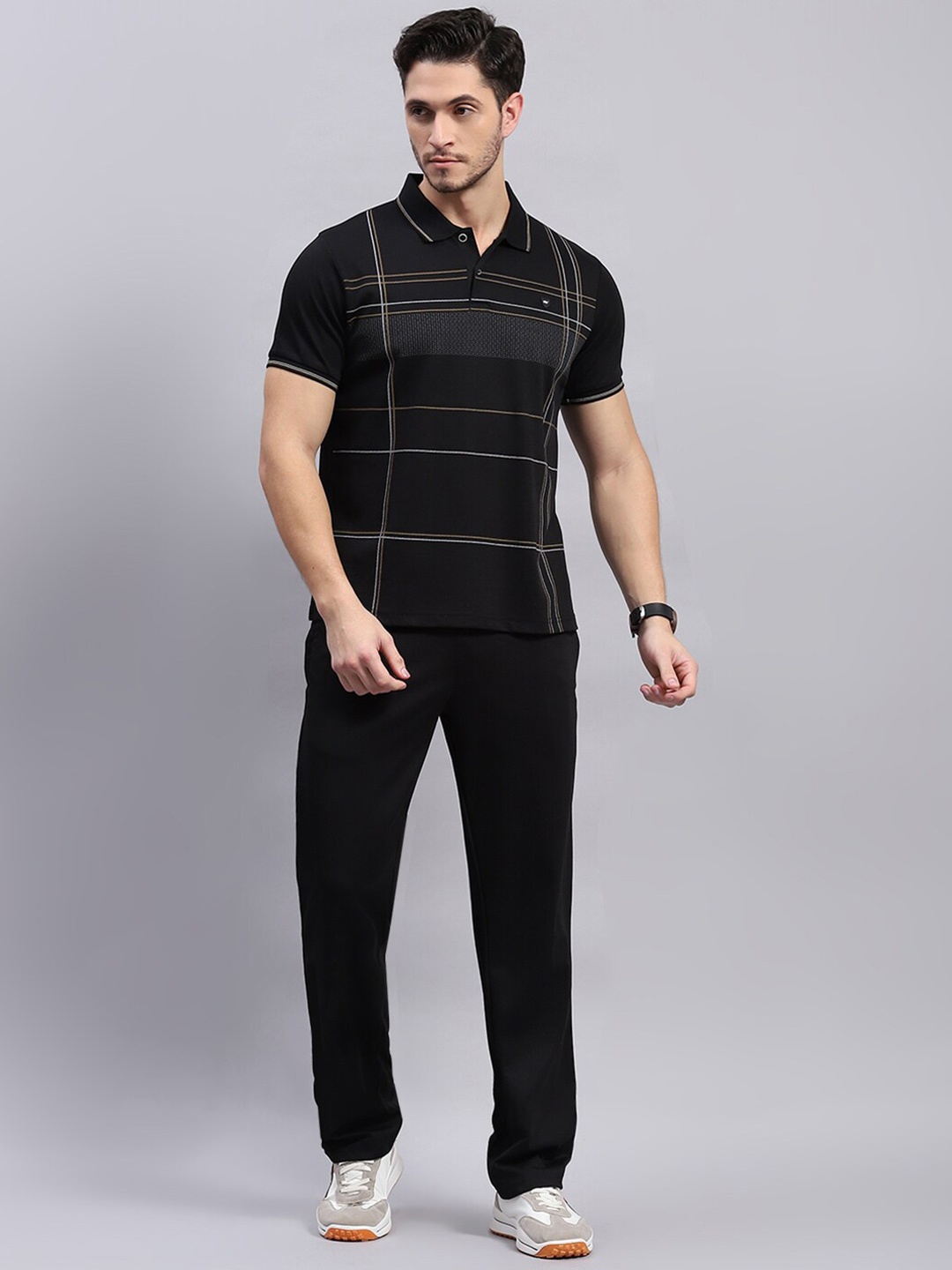 

Monte Carlo Striped Cotton T-Shirt With Track Pants Co-Ords, Black