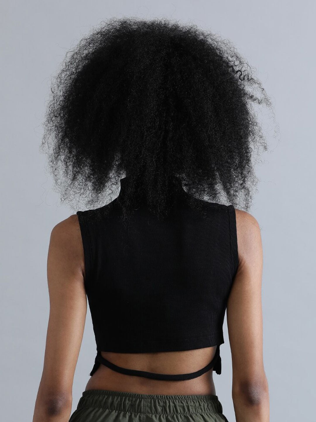 

Bene Kleed High Neck Ribbed Fitted Crop Top, Black