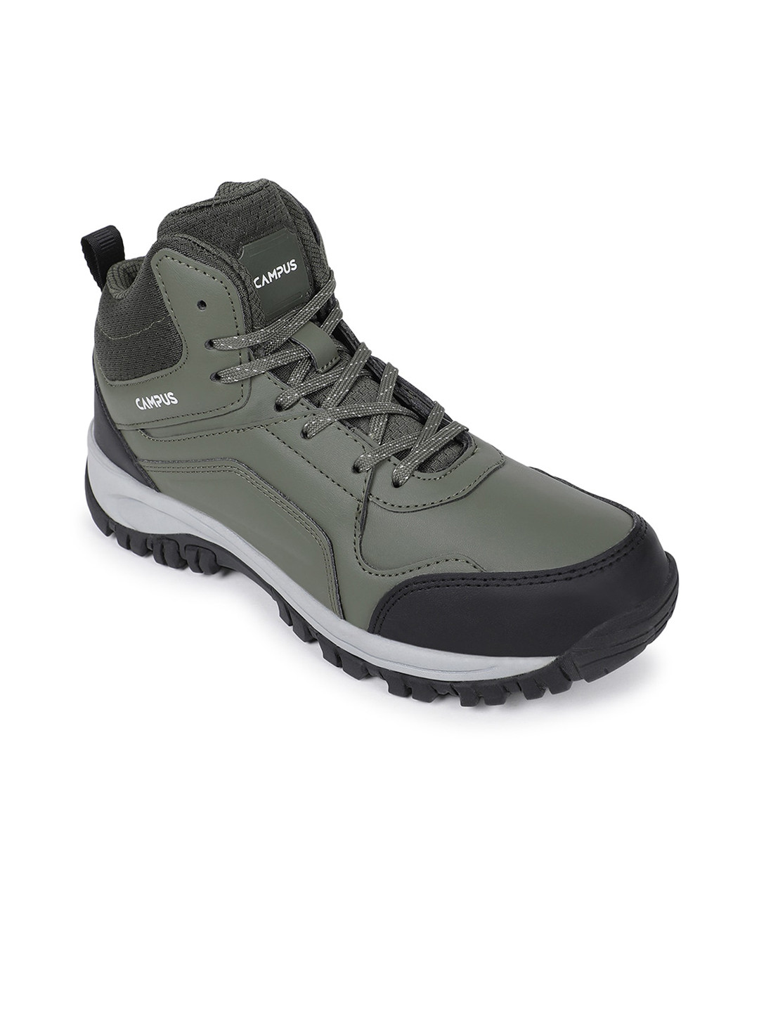 

Campus Men Round Toe Mid-Top Lace Up Sneakers, Olive