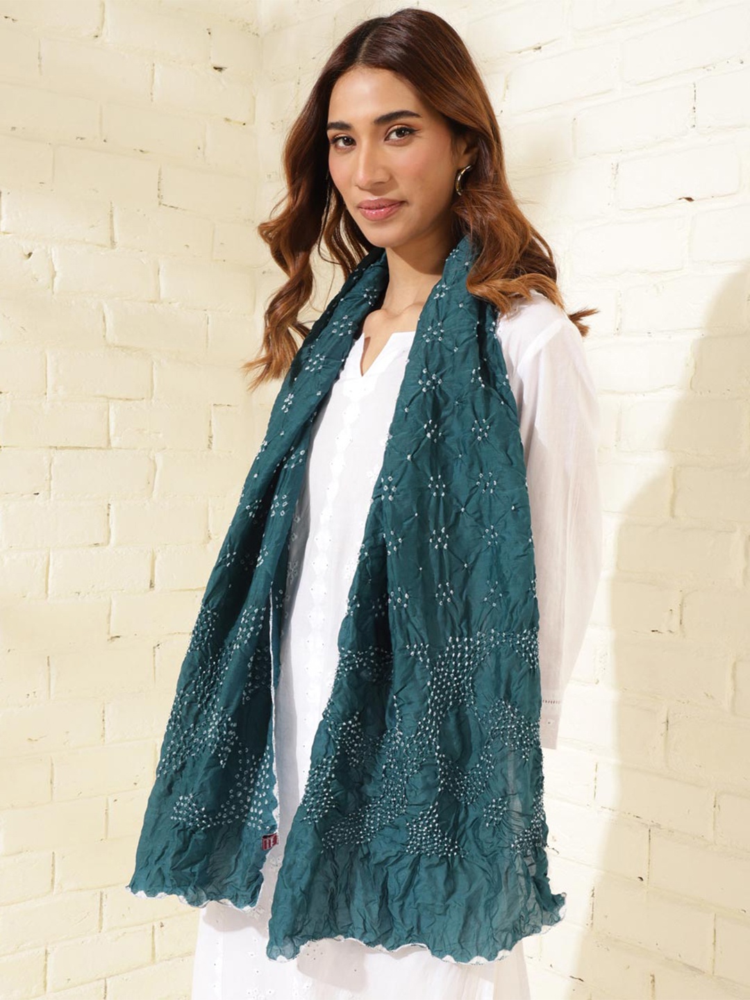 

Fabindia Bandhani Dyed Stole, Teal