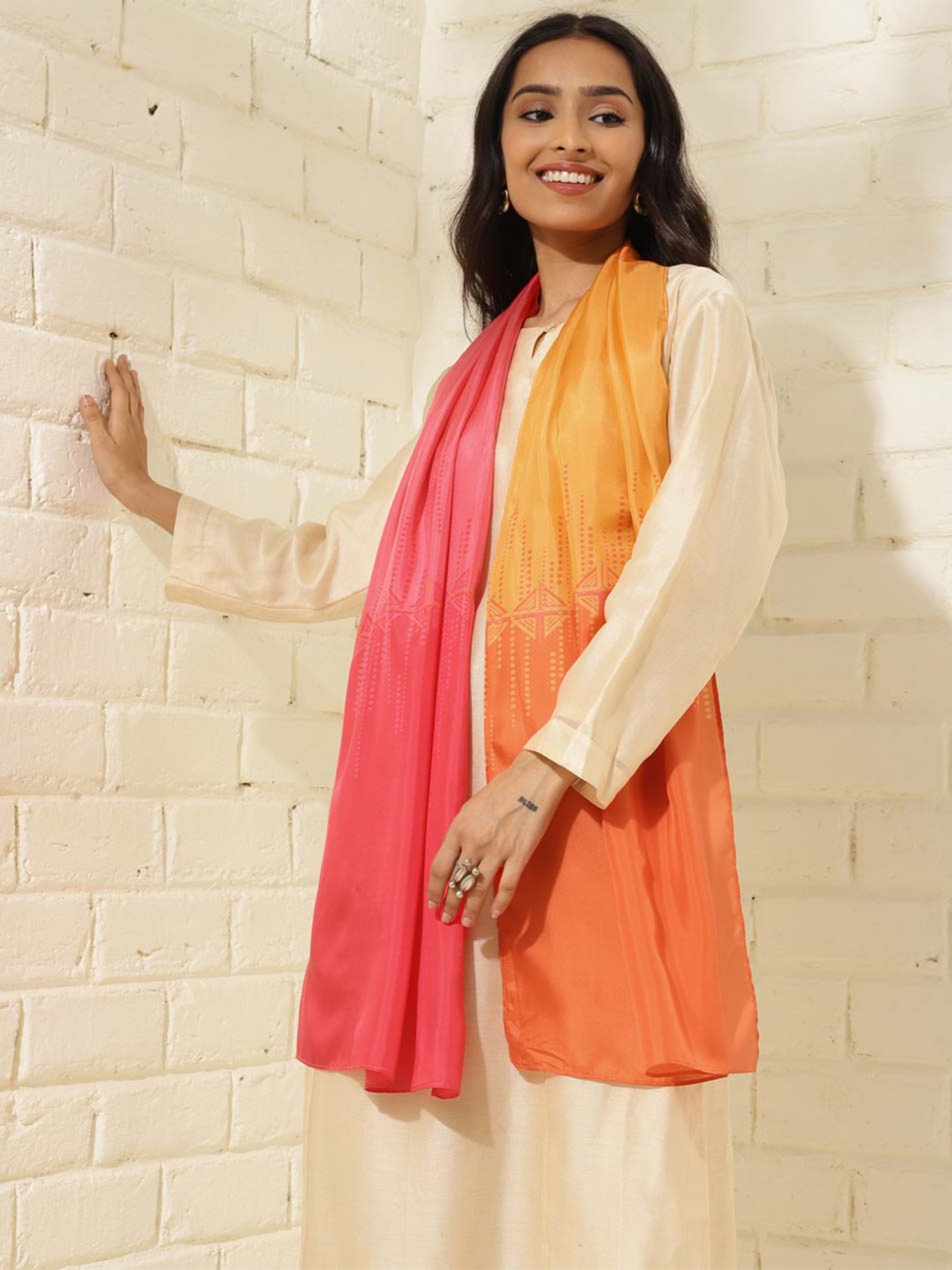 

Fabindia Orange Silk Stole