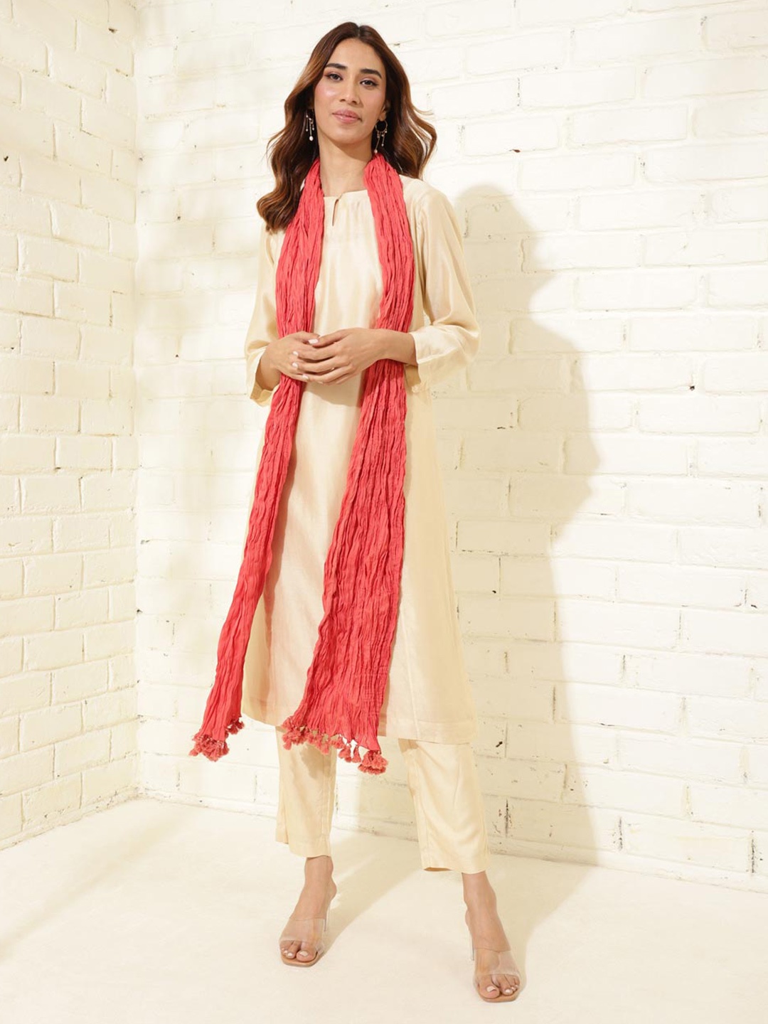

Fabindia Cotton Woven Dupatta, Peach