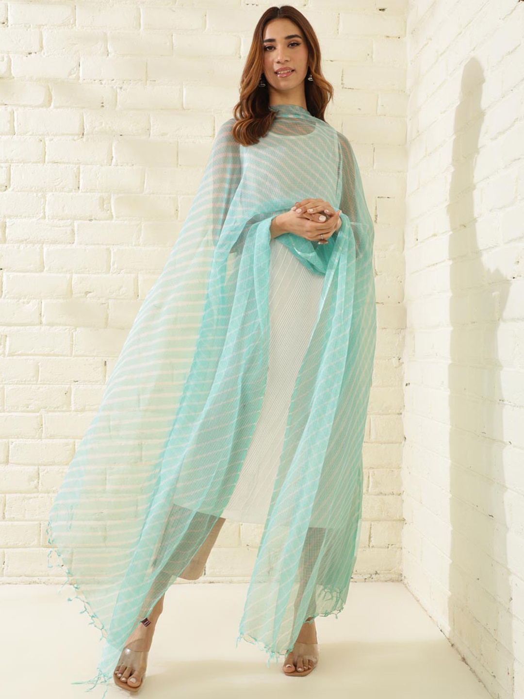 

Fabindia Light Blue Cotton Silk Dupatta