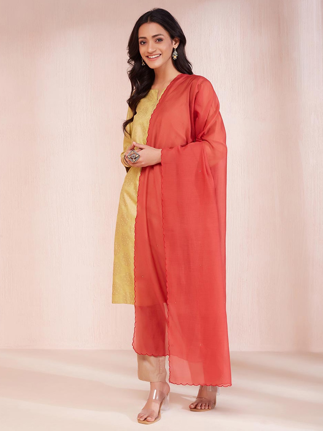 

Fabindia Cotton Silk Dupatta, Red