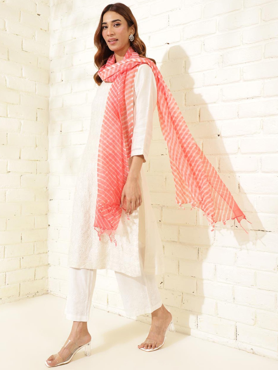 

Fabindia Pink Cotton Silk Dupatta