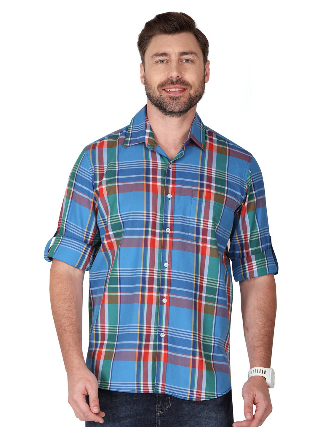 

Monterrey SF Checked Relaxed Cotton Casual Shirt, Blue