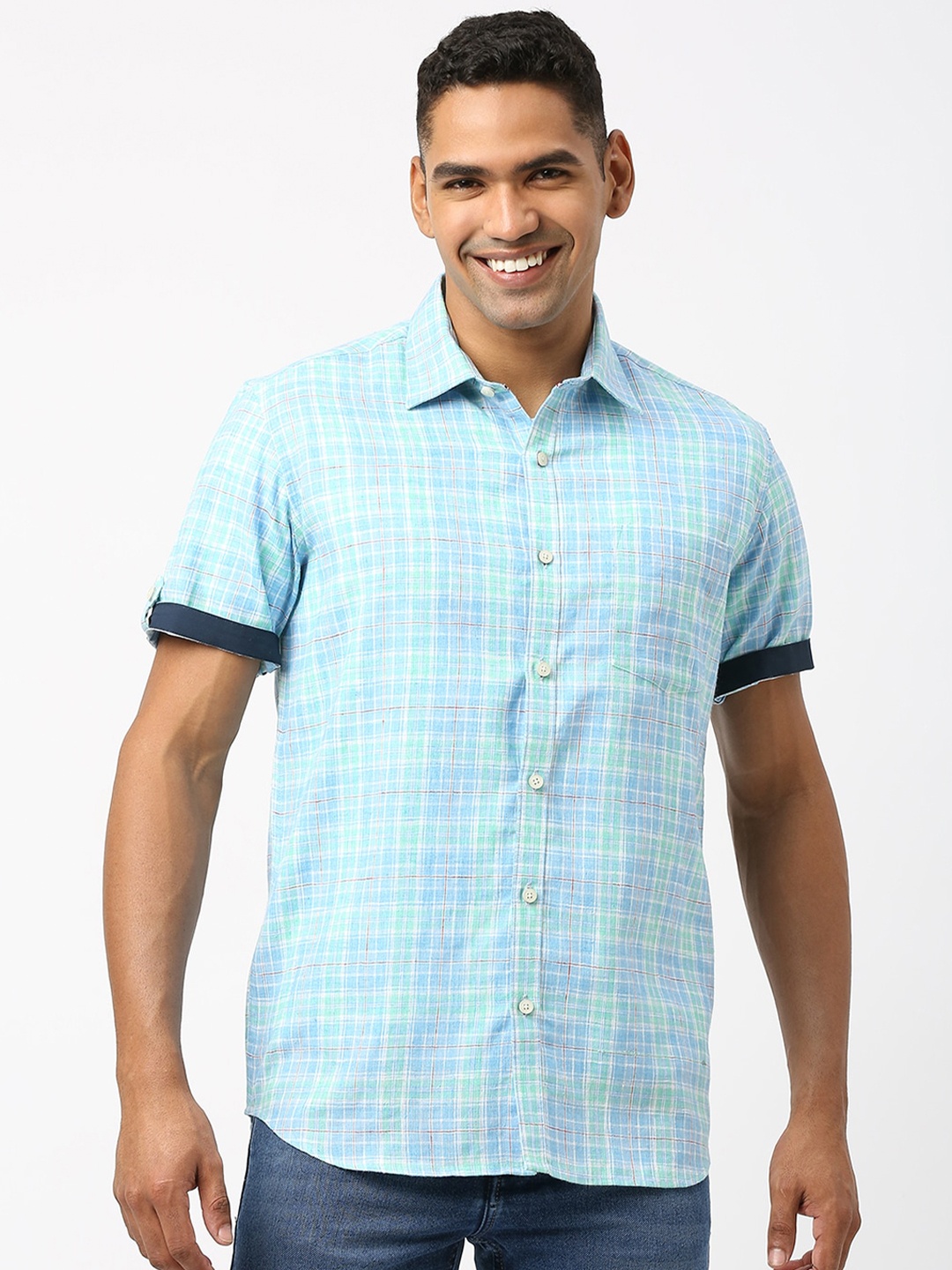 

Monterrey SF Checked Relaxed Cotton Casual Shirt, Blue