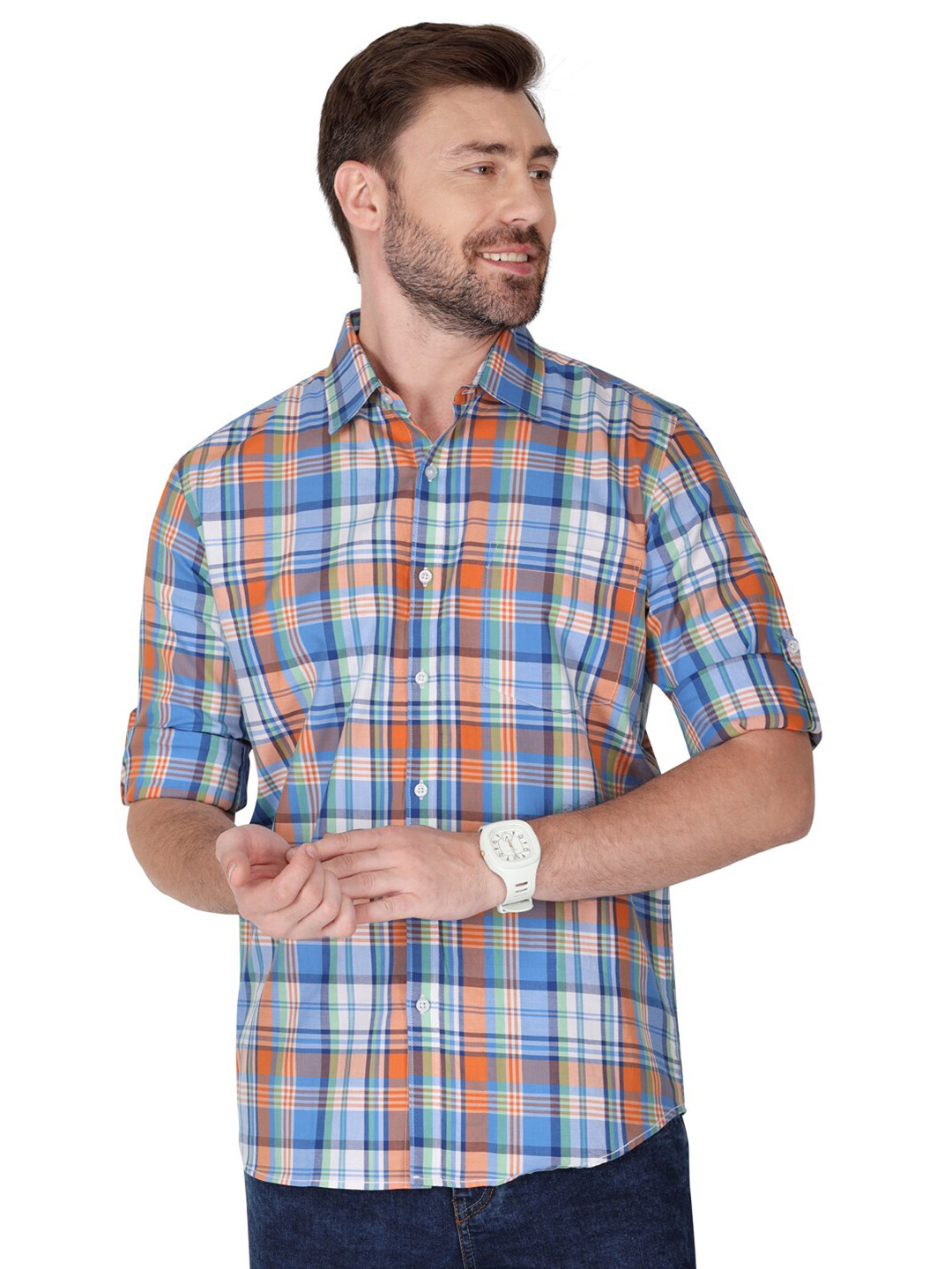 

Monterrey SF Checked Relaxed Cotton Casual Shirt, Blue