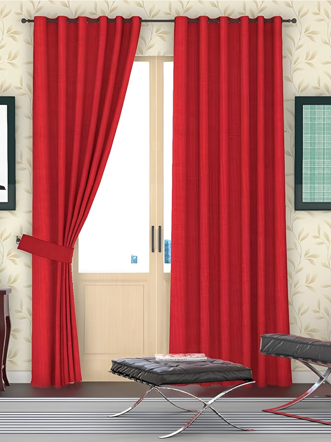 

Lushomes Red Black Out Door Curtain