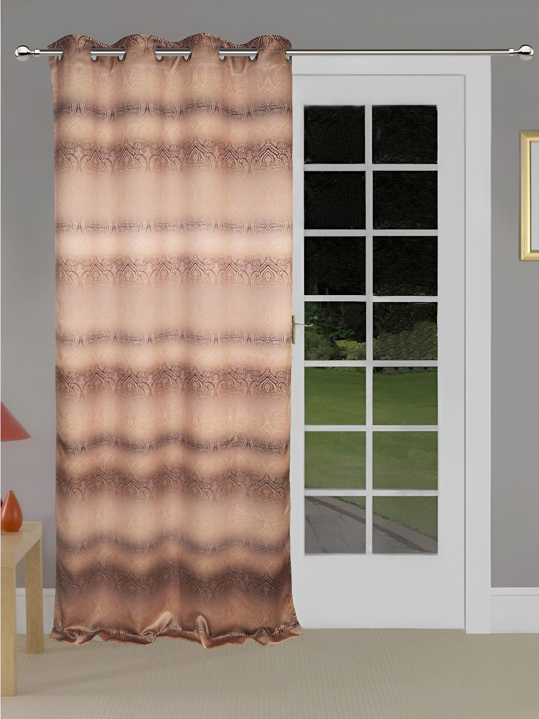 

Lushomes Brown & Beige Ethnic Motifs Black Out Door Curtain