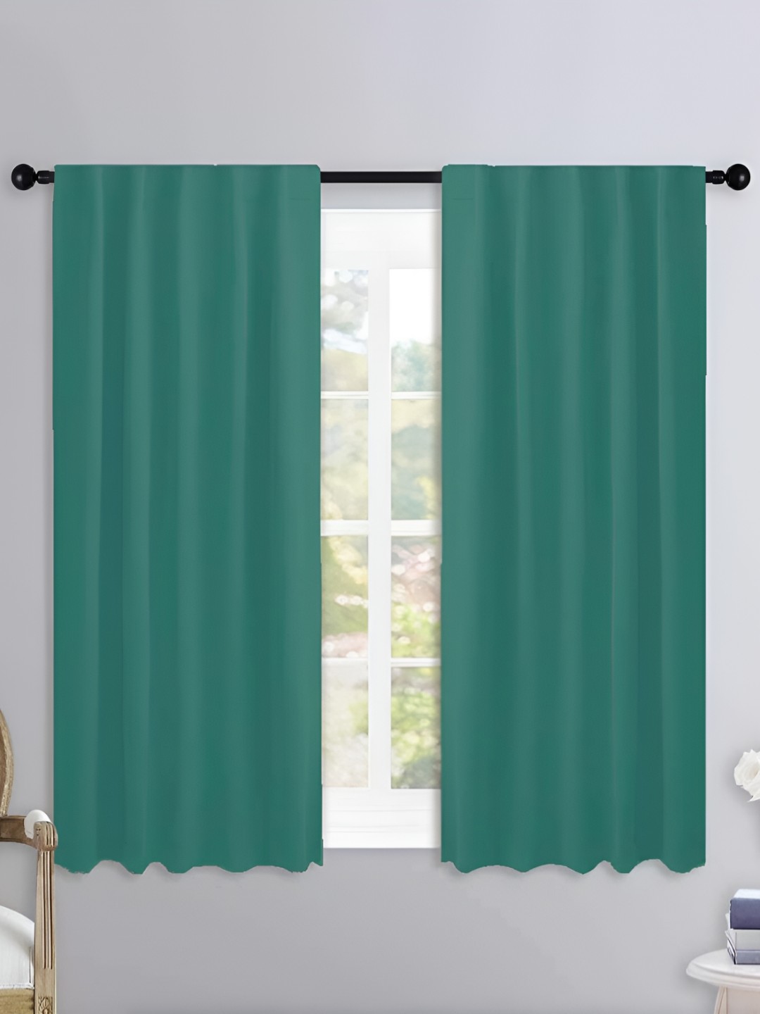 

Lushomes Green 2 Pieces Black Out Door Curtains