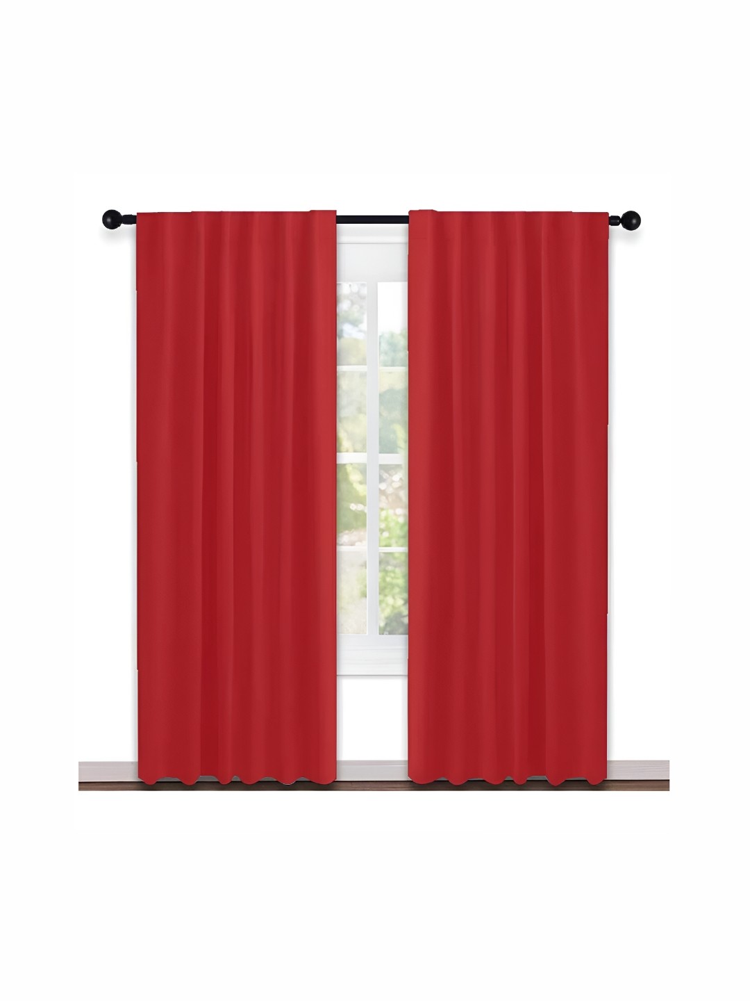 

Lushomes Red 2 Pieces Black Out Door Curtains