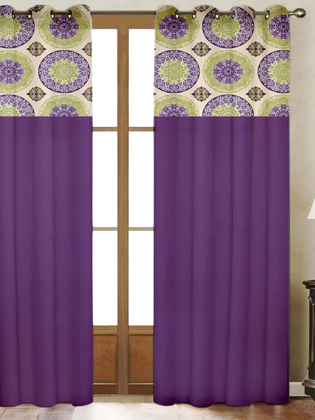 

Lushomes Purple & Green Black Out Door Curtain